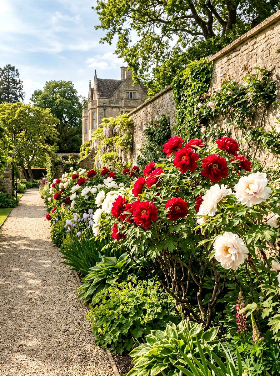 Tree Peony Border - 30 peony garden ideas