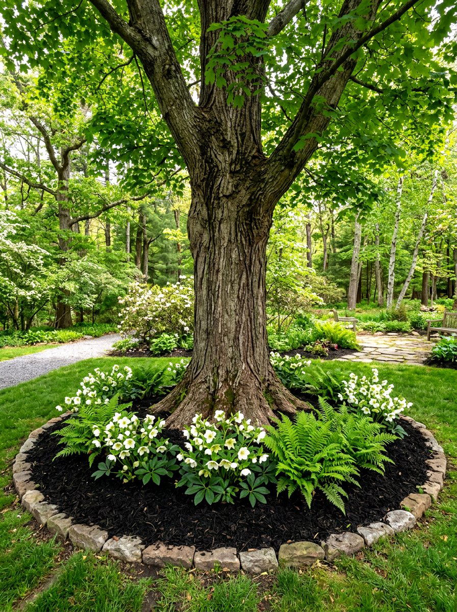 Tree Ring Bed - 30 front yard flower bed ideas