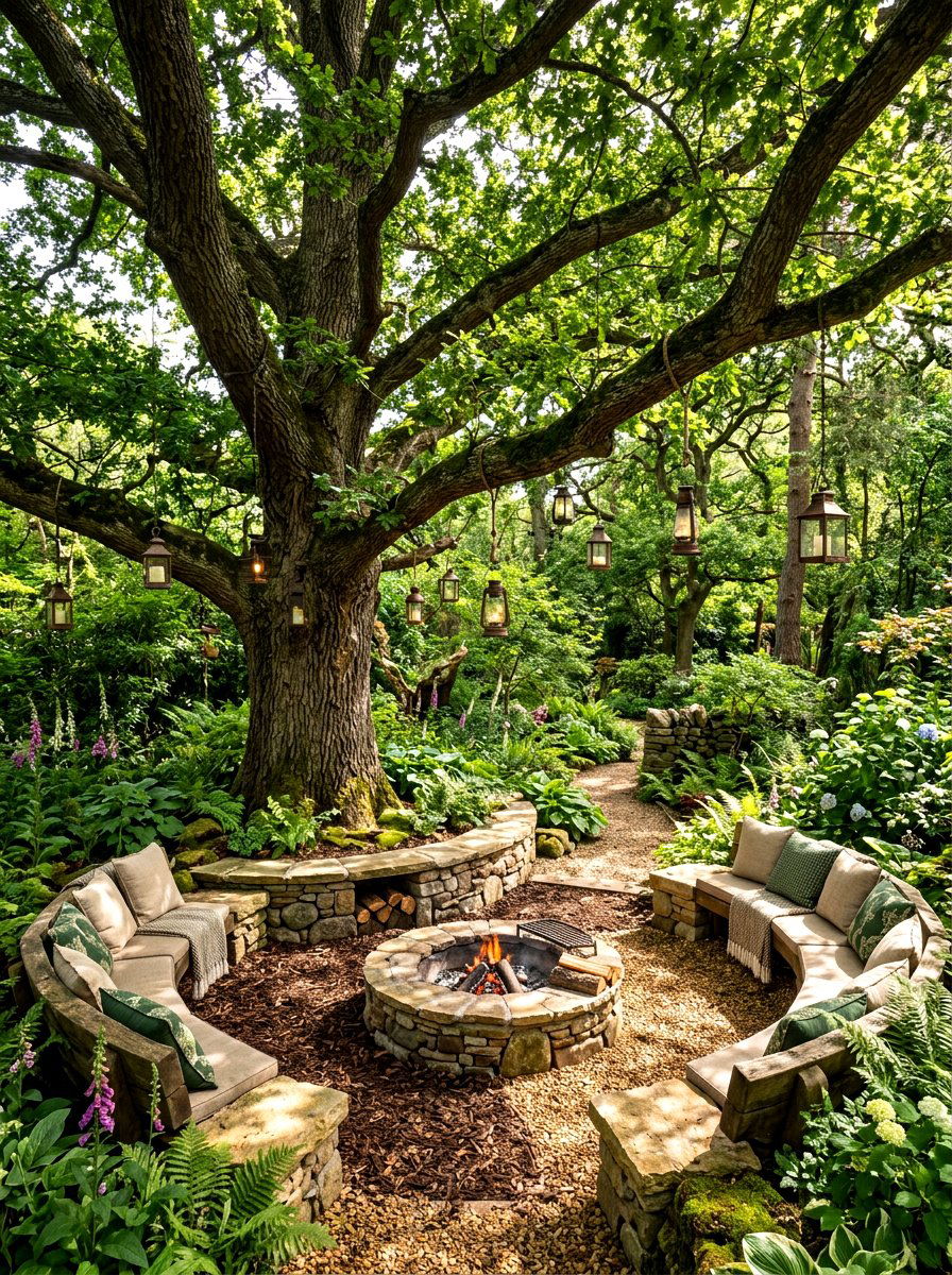 Tree Ring Fire Pit - 30 backyard retreat fire pit ideas
