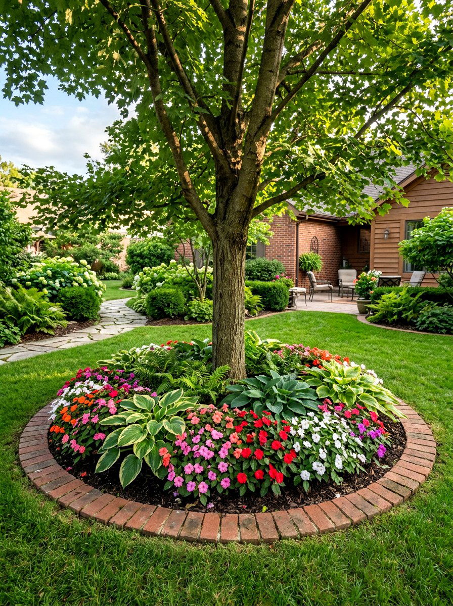 Tree Ring Flower Bed - 30 backyard flower bed ideas