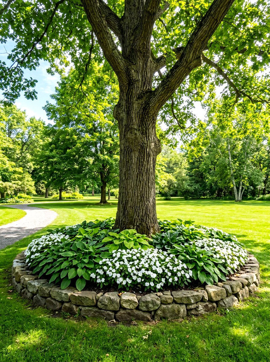Tree Ring Garden - 30 budget landscaping ideas