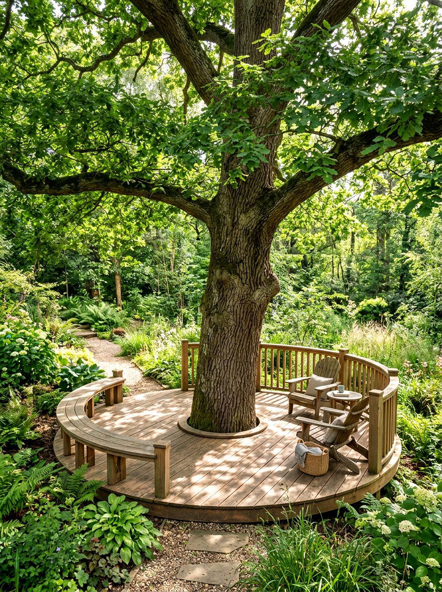 Tree Shaded Platform - 30 backyard yoga deck ideas