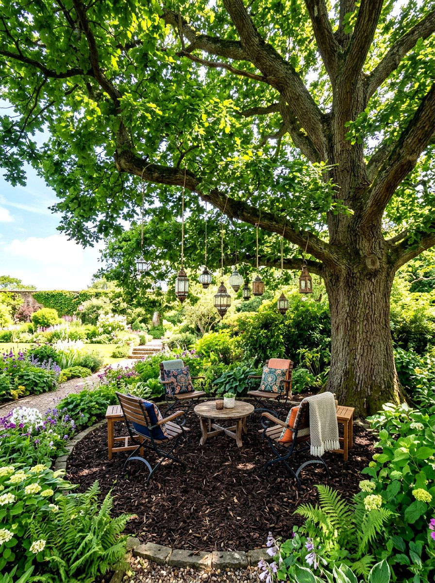 Tree Shaded Seating - 30 exterior seating area ideas