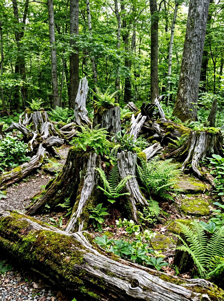 Tree Stump Fern Garden - 30 woodland fern border ideas