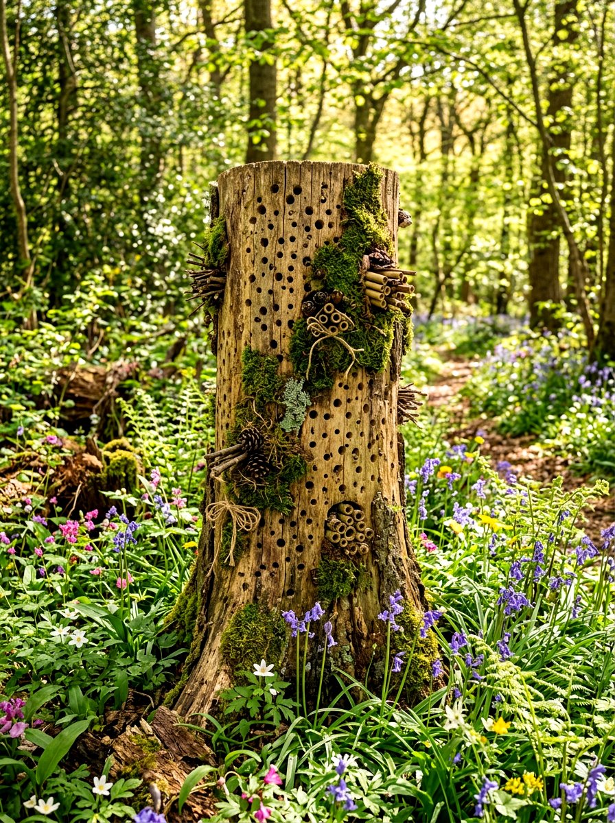 Tree Stump Insect Refuge - 30 insect hotel ideas