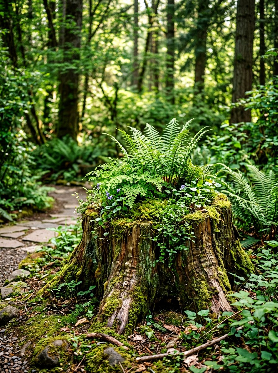 Tree Stump Planter - 30 backyard planter ideas