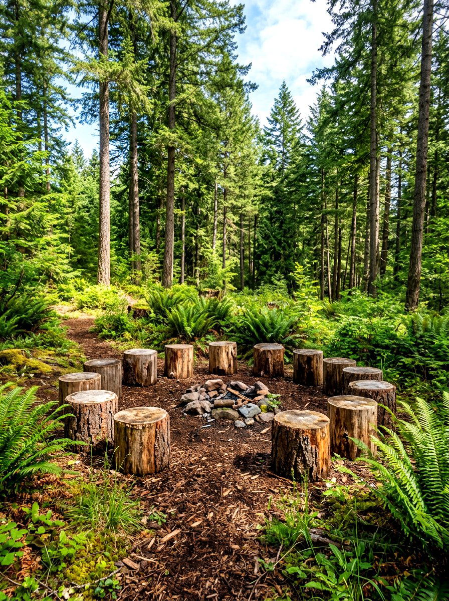 Tree Stump Seating - 30 rustic backyard seating ideas