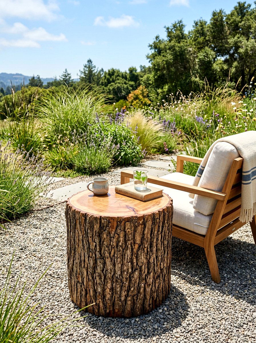 Tree Stump Side Table - 30 rustic outdoor furniture ideas