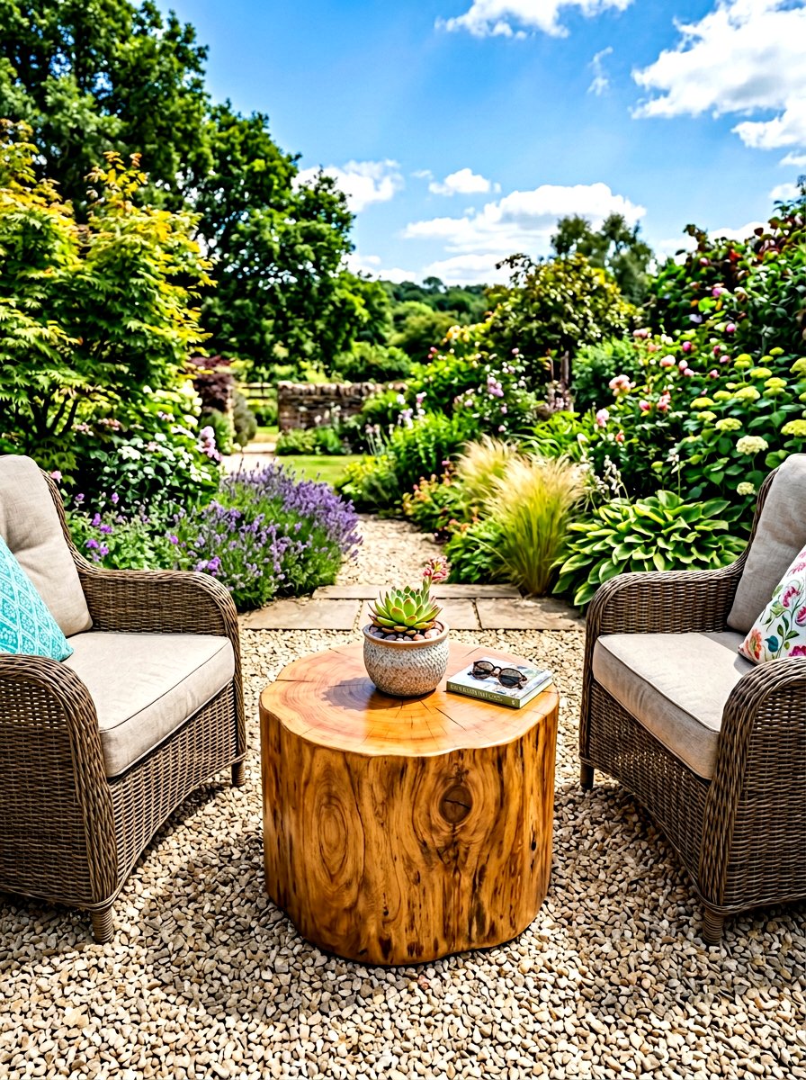 Tree Stump Table - 30 budget backyard ideas