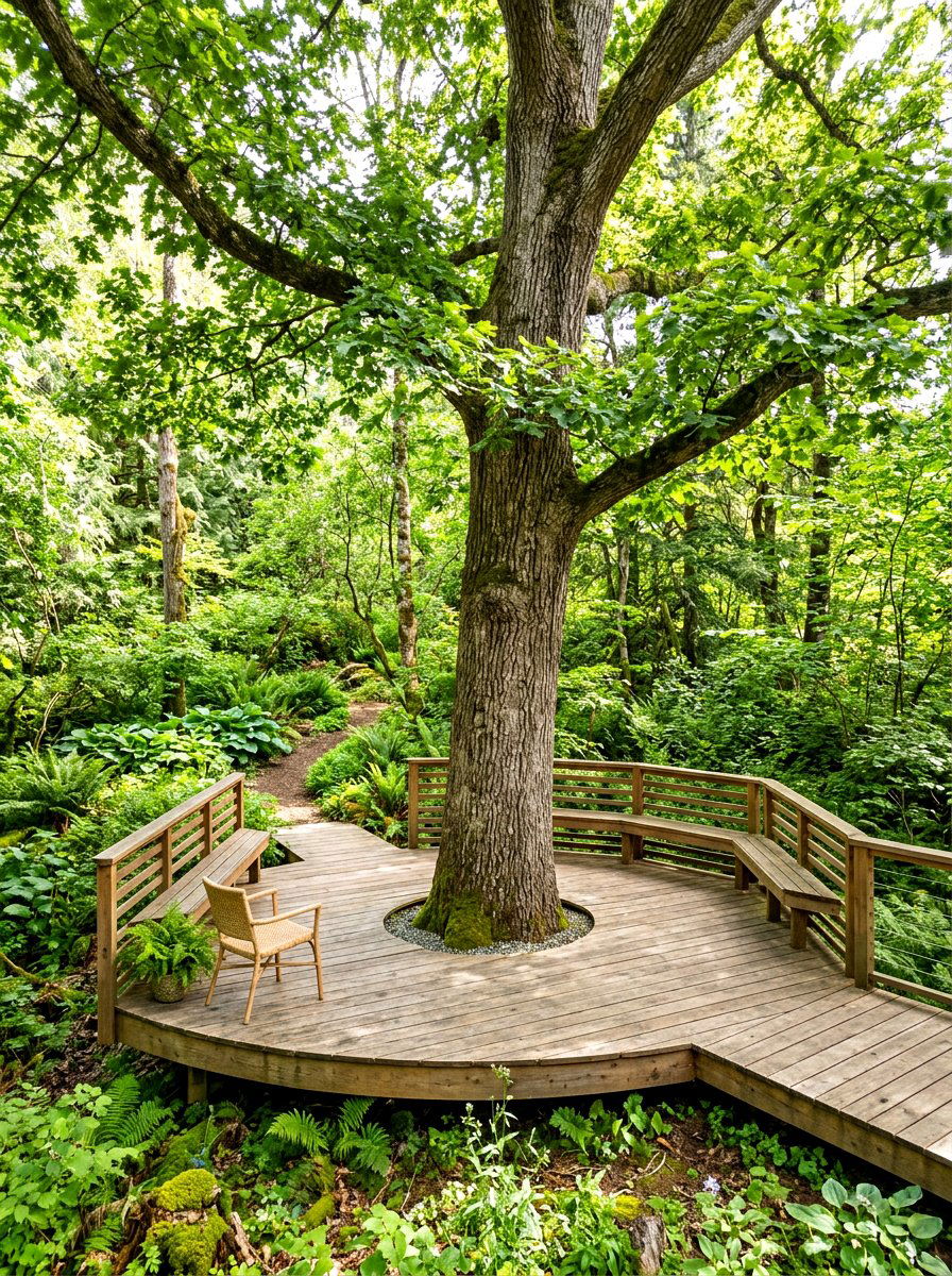 Tree Surrounded Deck - 30 detached deck ideas