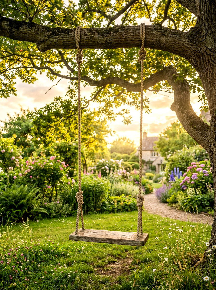 Tree Swing Decor - 30 outdoor garden decor ideas
