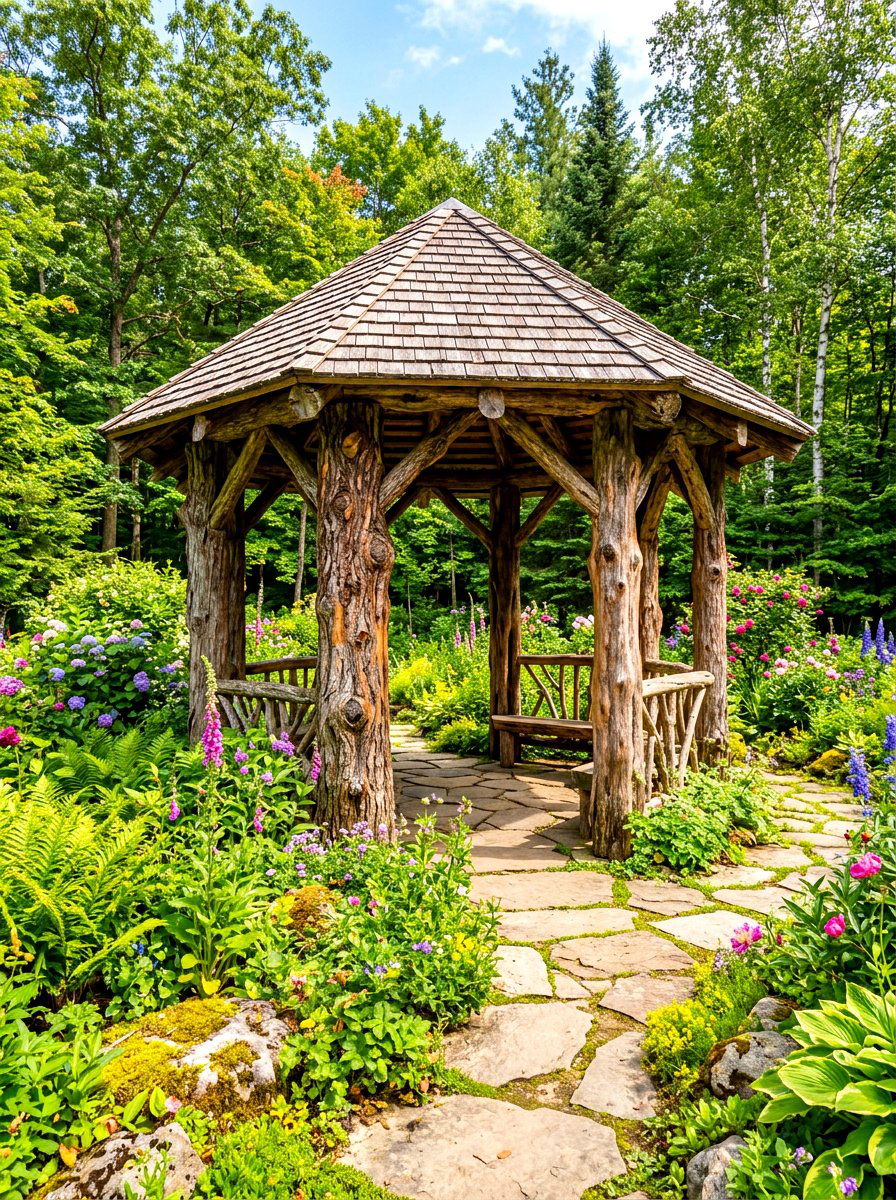 Tree Trunk Gazebo - 30 rustic gazebo ideas