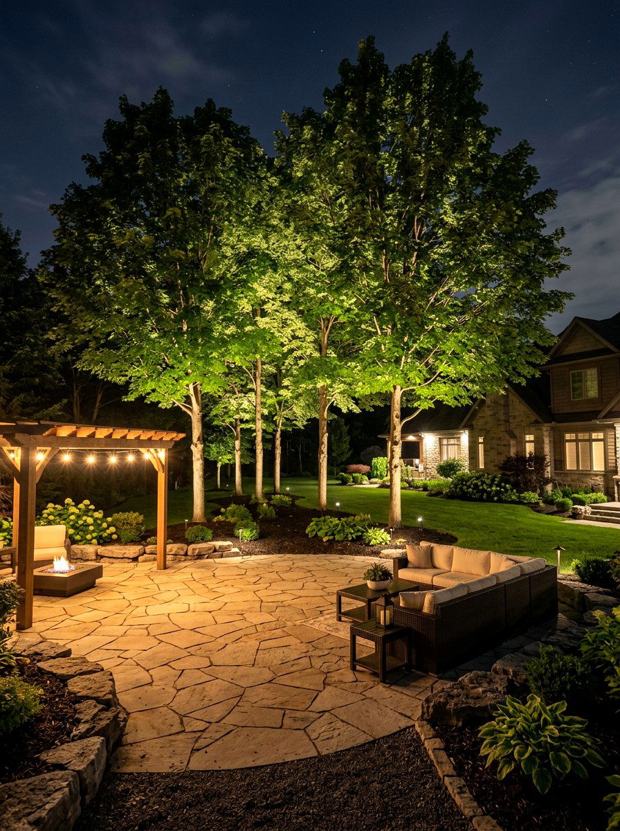 Tree Uplighting - 30 no harsh light patio ideas