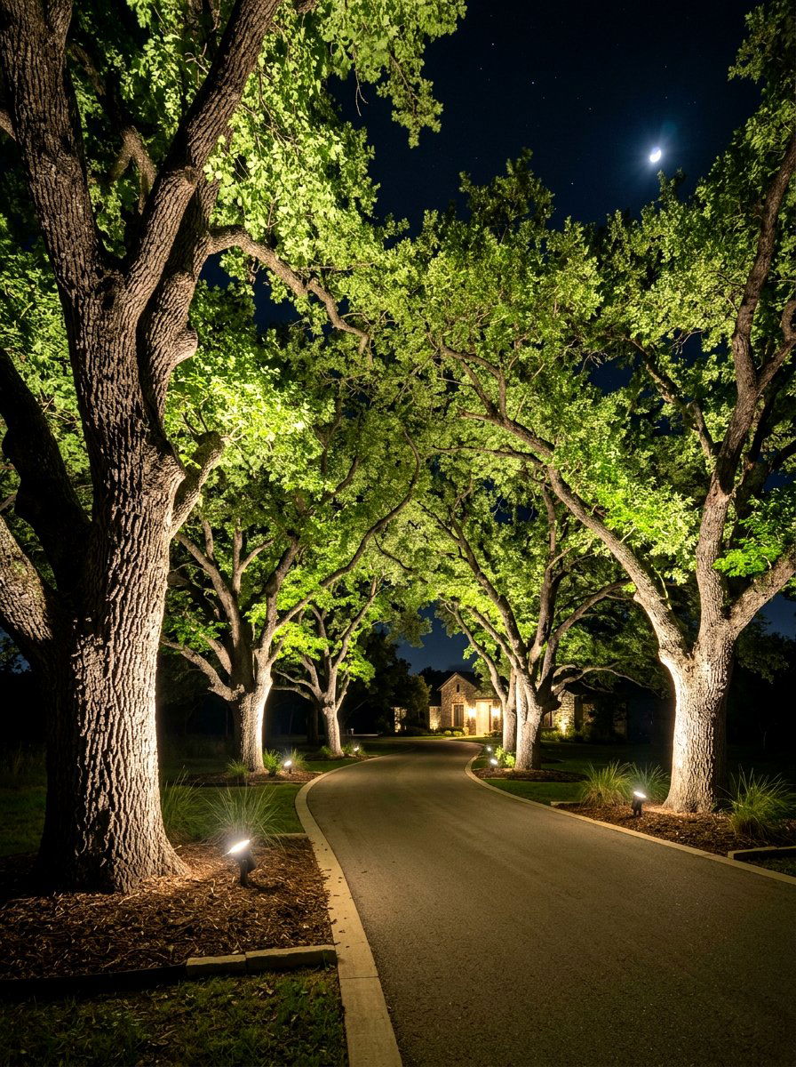 Tree Uplighting - 30 driveway lighting ideas