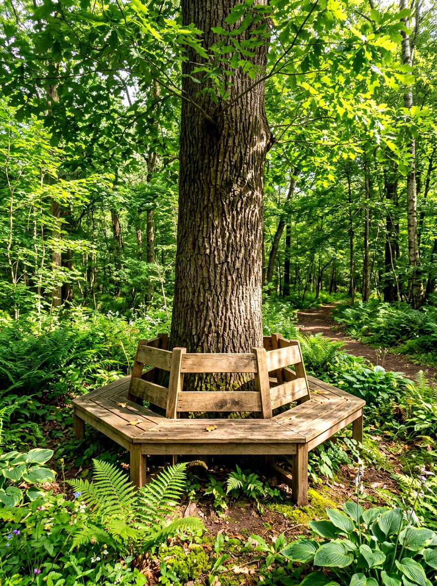 Tree Wrap Bench - 30 garden reading bench ideas