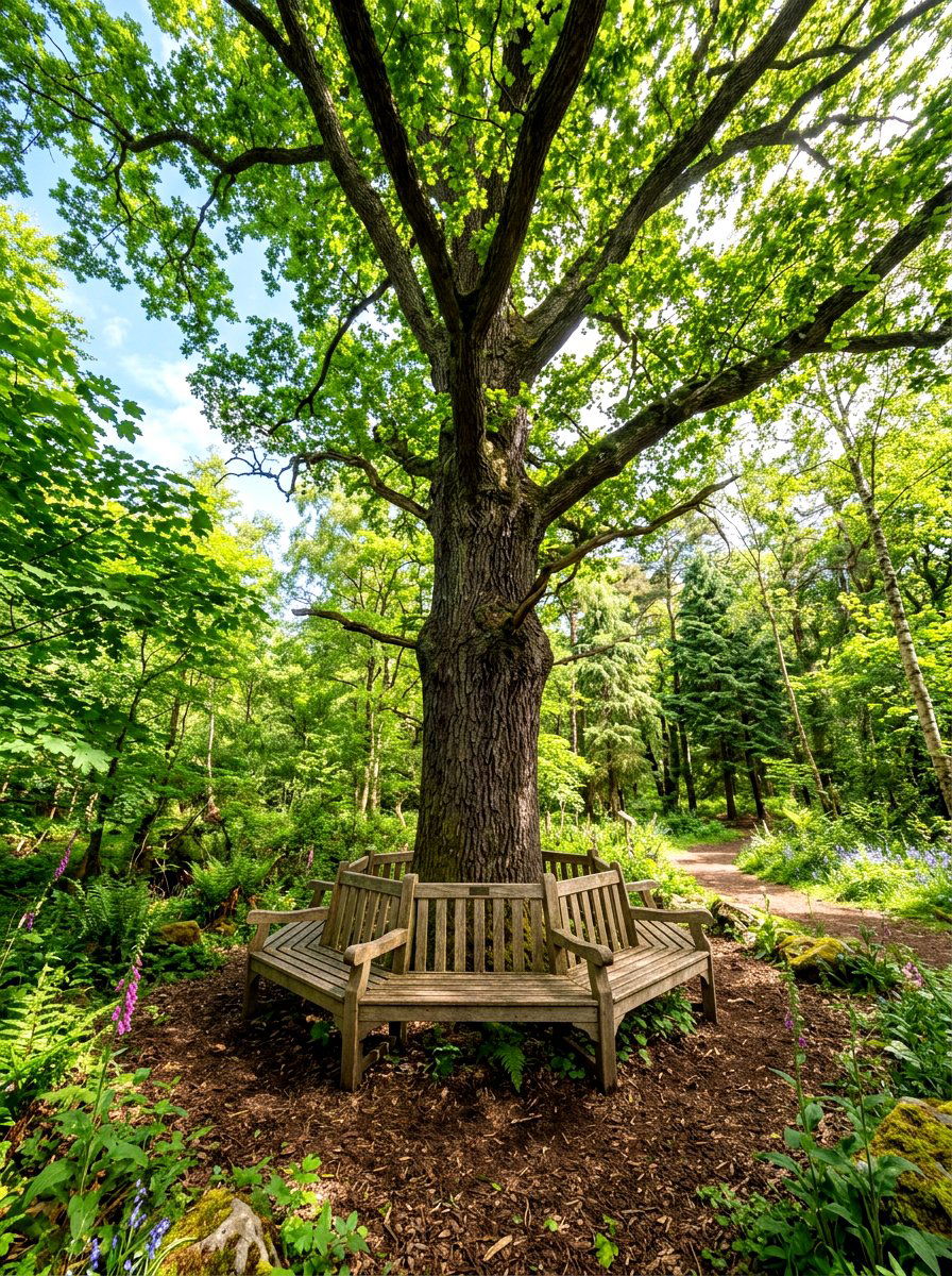 Tree Wrap Bench - 30 built in bench backyard ideas