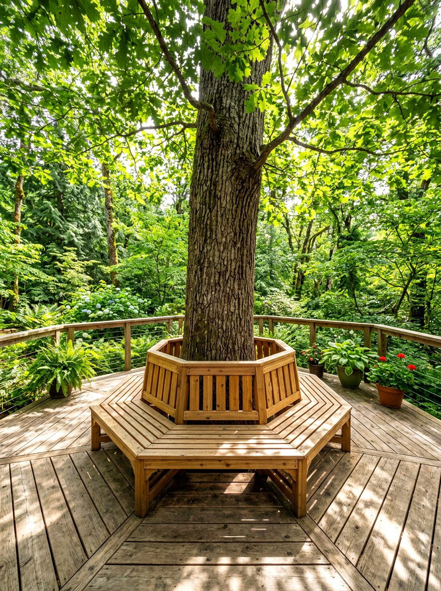 Tree Wrap Deck Bench - 30 deck seating ideas