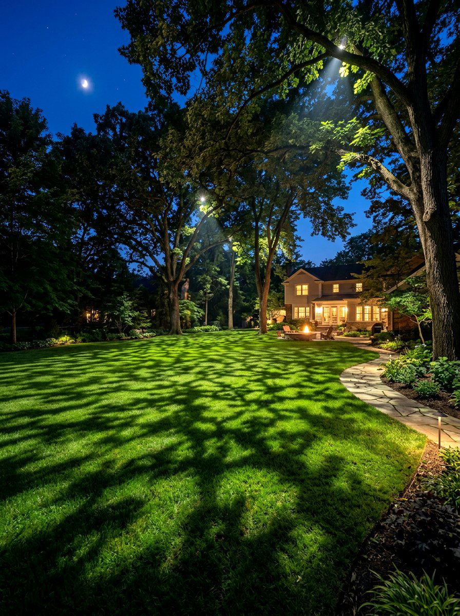 Tree canopy moonlighting - 30 outdoor lighting ideas