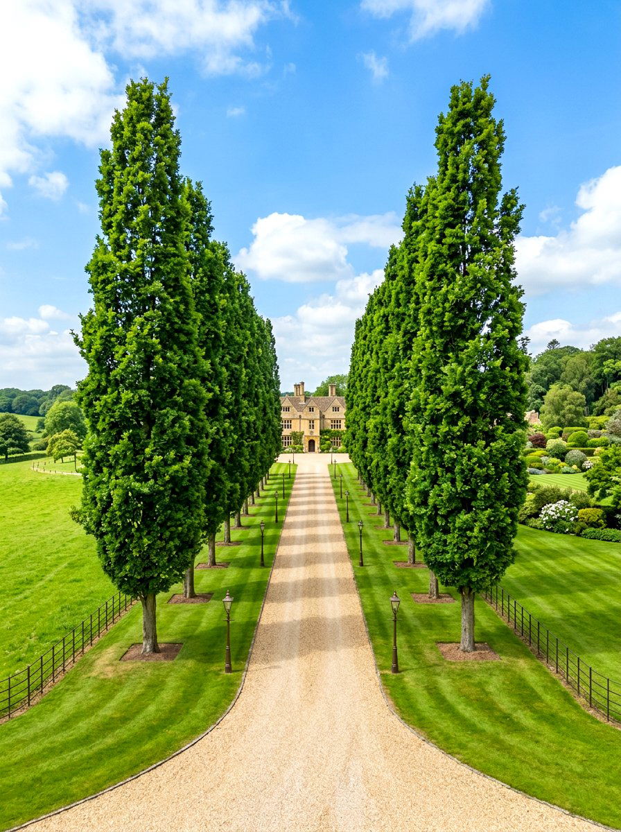Tree lined driveway garden - 30 driveway side garden ideas