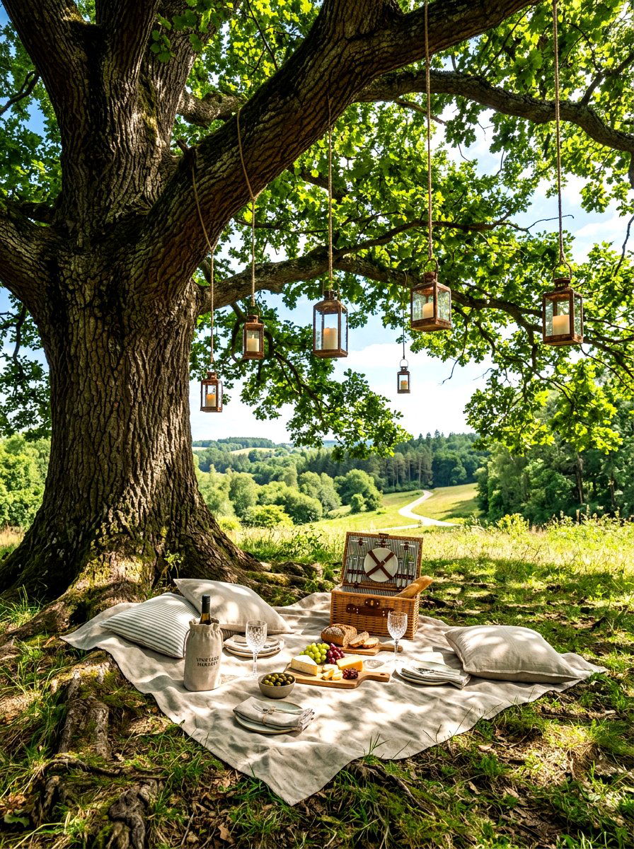 Tree shade picnic - 30 backyard picnic area ideas