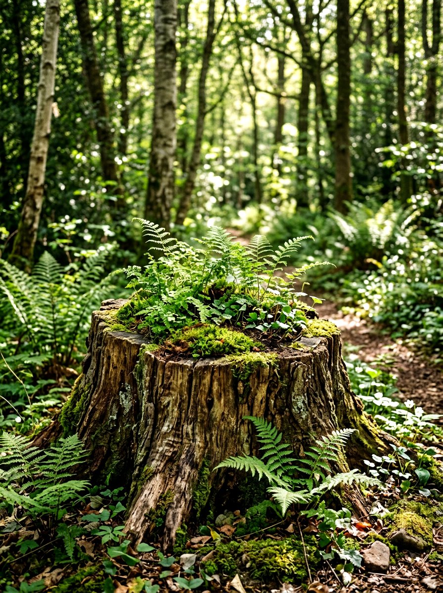 Tree stump planter - 30 garden planter ideas