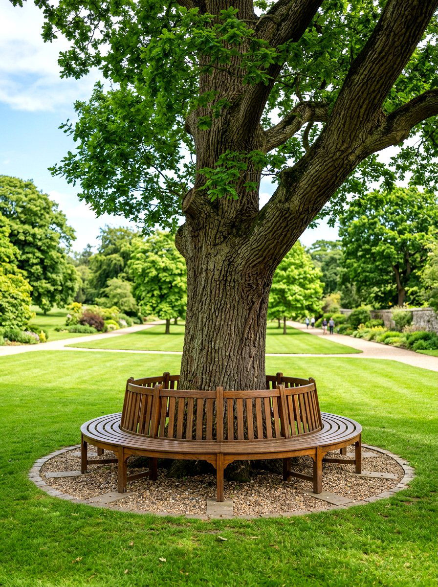 Tree surround bench - 30 front yard seating ideas