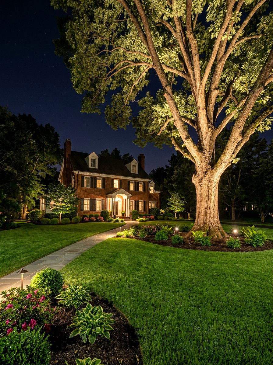 Tree uplighting - 30 exterior lighting ideas for front of house