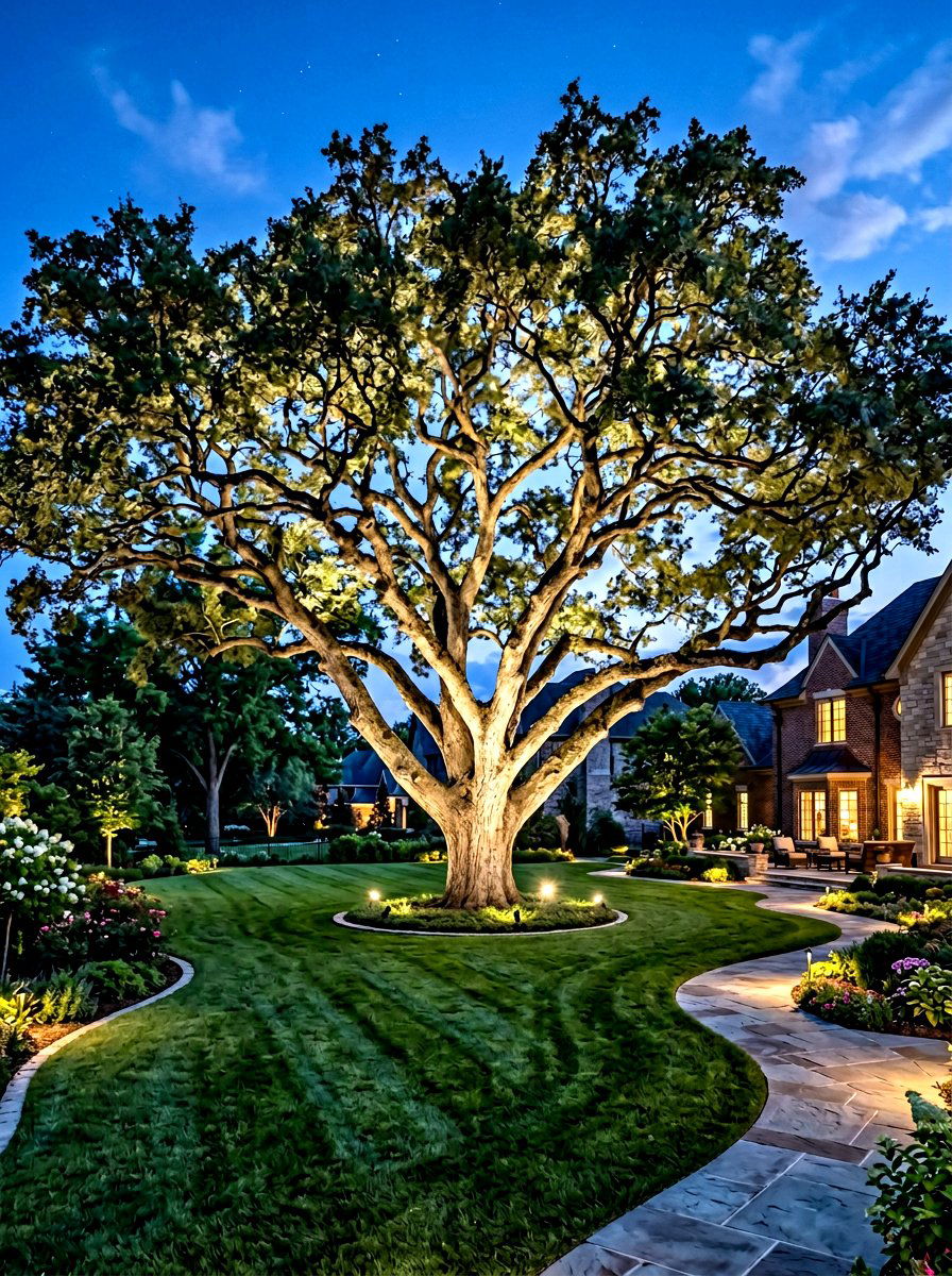 Tree uplighting - 30 garden lighting ideas