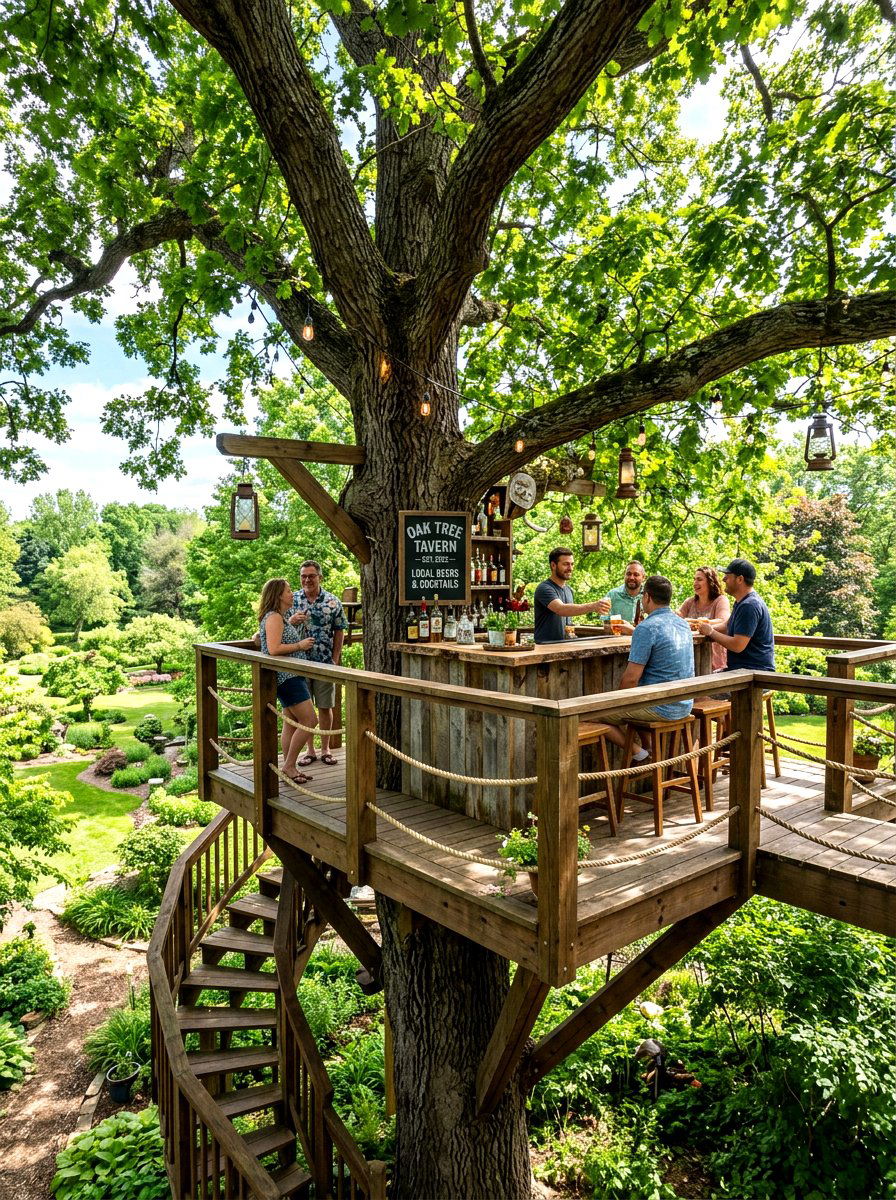 Treehouse Bar Area - 30 outdoor bar ideas