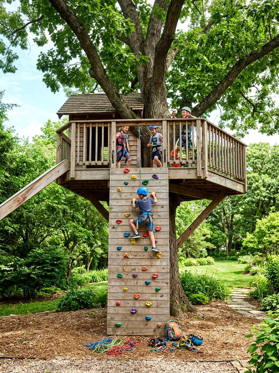 Treehouse Climbing Wall - 30 treehouse ideas