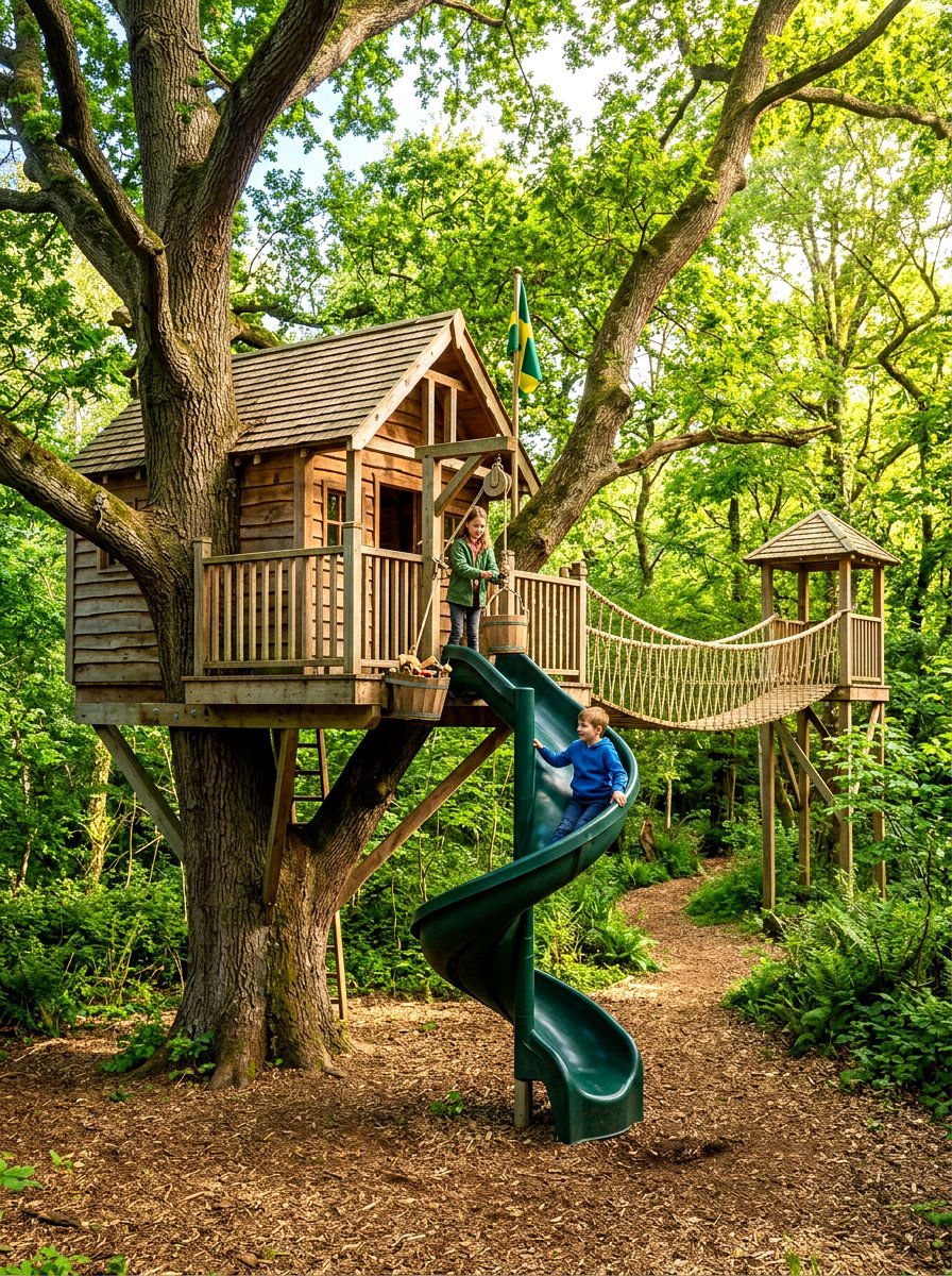 Treehouse Play Area - 30 family backyard ideas