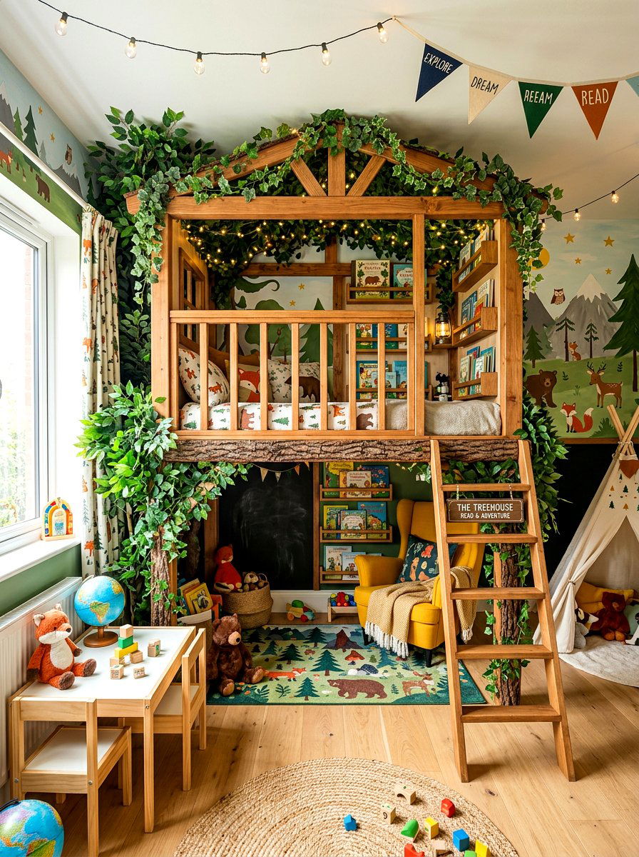 Treehouse Reading Loft - 30 library kids room ideas