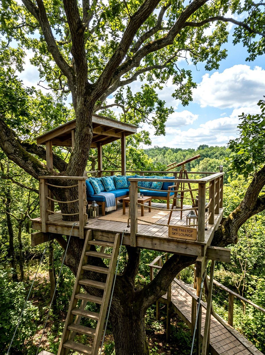 Treehouse Sky Lounge - 30 stargazing backyard lounge ideas