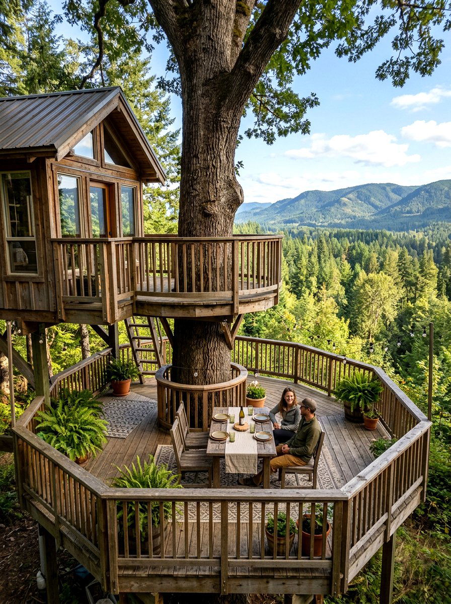 Treehouse Wrap Around Deck - 30 treehouse ideas