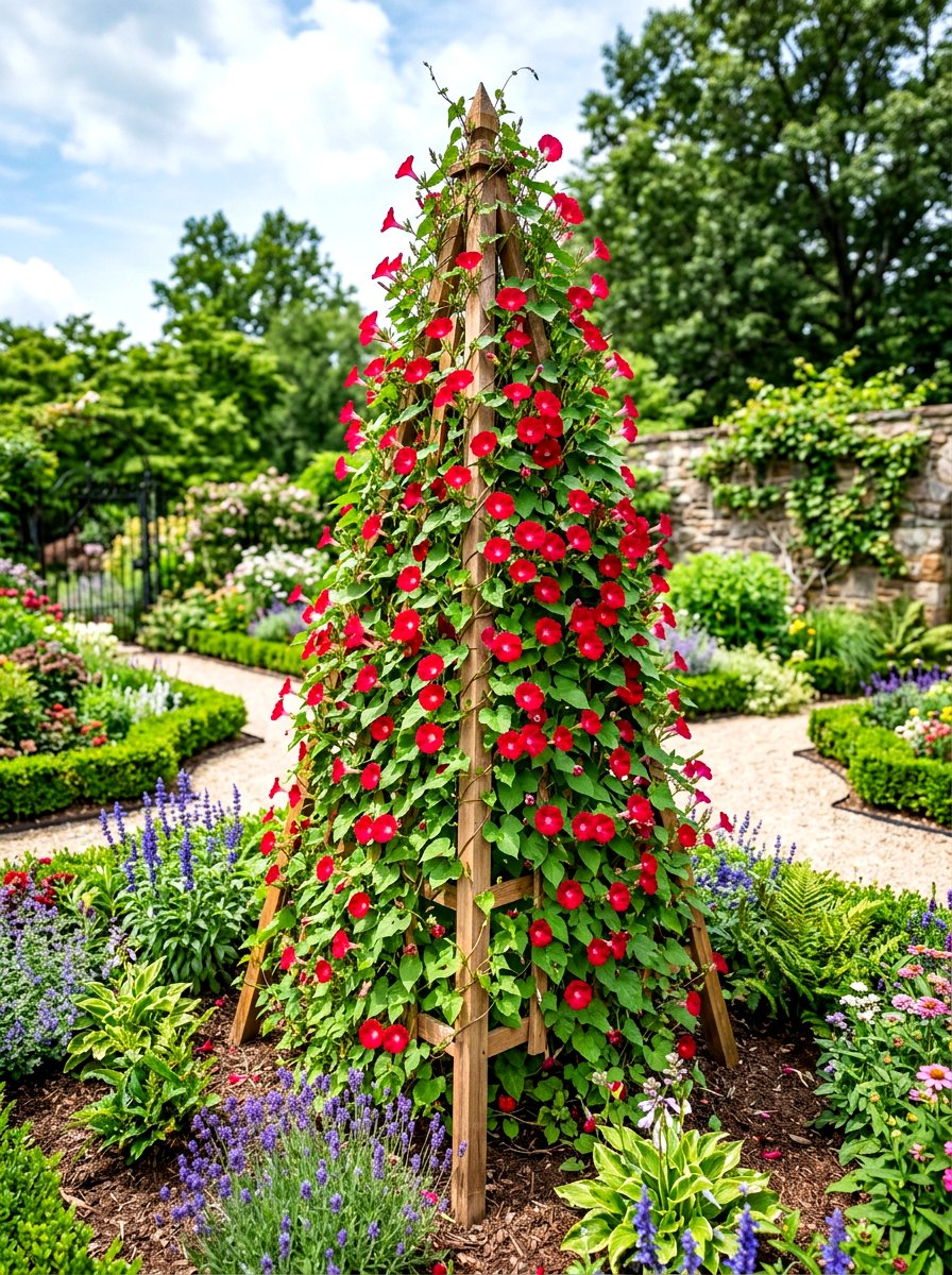 Trellis Climbing Flower Bed - 30 budget flower bed ideas