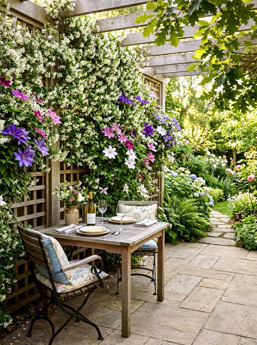 Trellis Climbing Plants - 30 privacy wall planter ideas