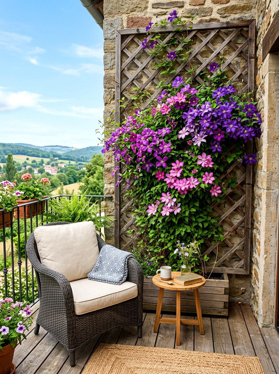 Trellis Climbing Plants - 30 small apartment balcony garden ideas