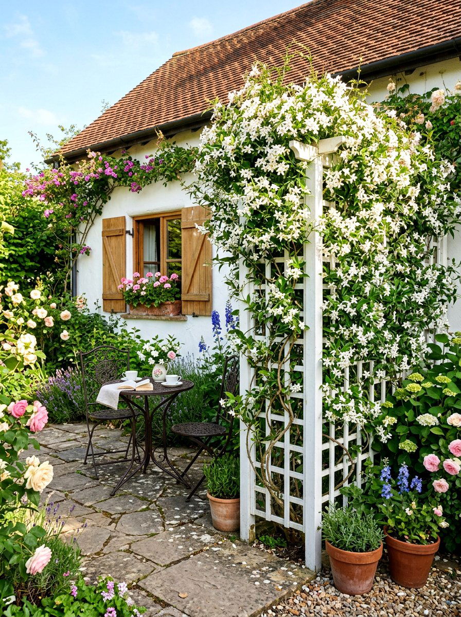 Trellis Climbing Plants - 30 apartment patio ideas