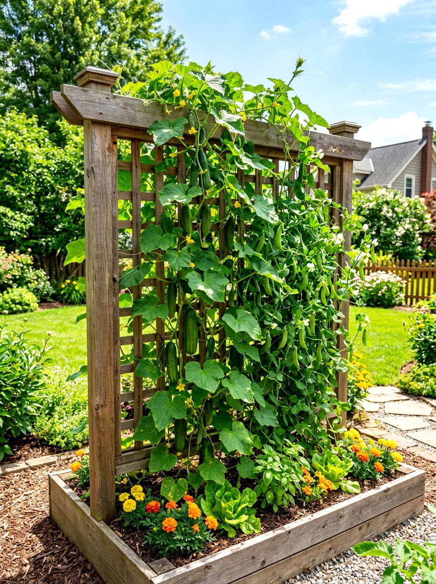Trellis Climbing Vegetable Garden - 30 year round vegetable garden ideas