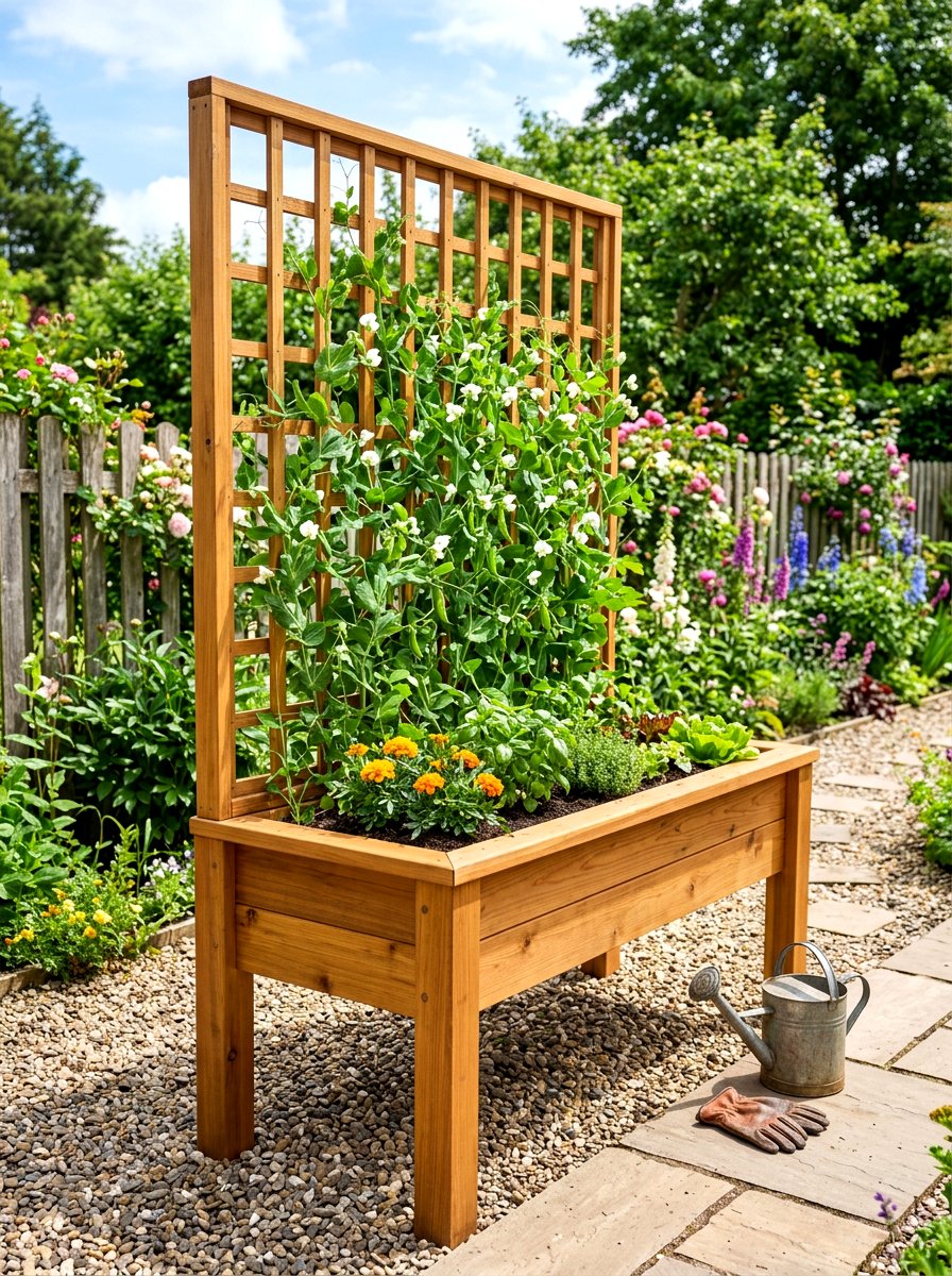 Trellis Elevated Garden Bed - 30 elevated garden bed ideas