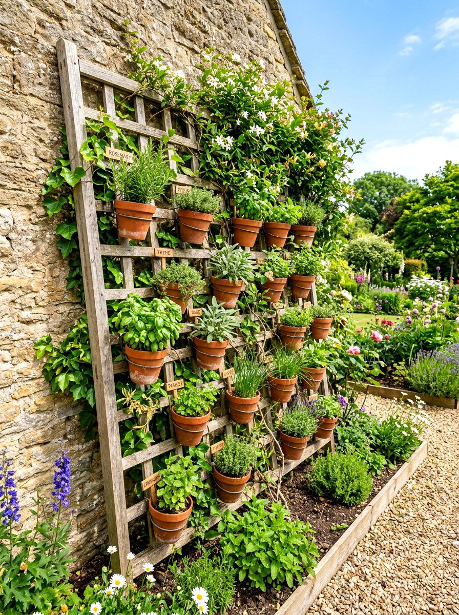 Trellis Herb Garden - 30 vertical herb garden ideas