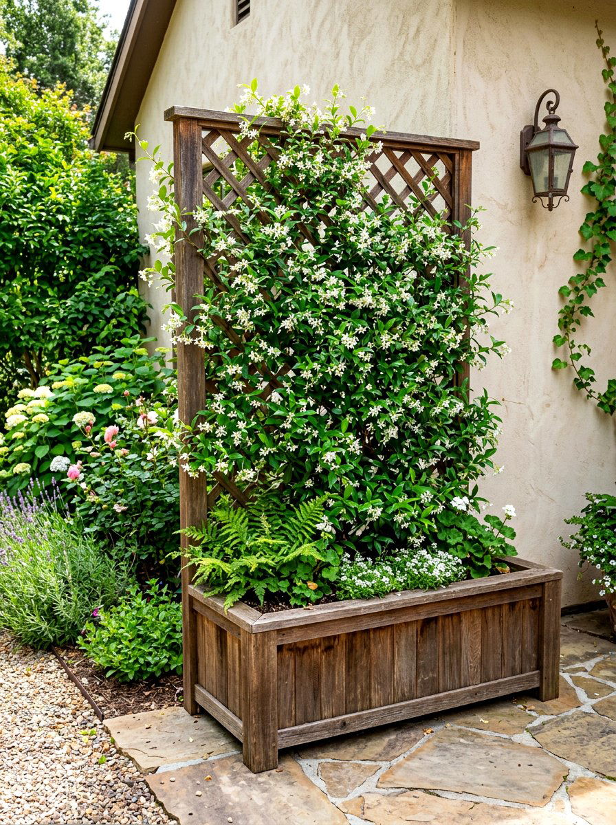 Trellis Plant Pot - 30 balcony container garden ideas