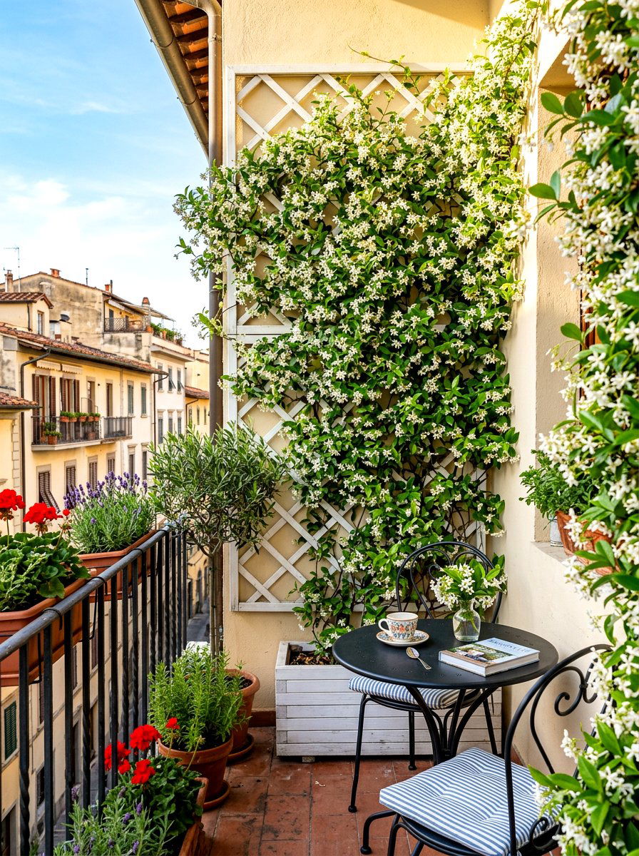 Trellis With Climbers - 30 narrow balcony ideas