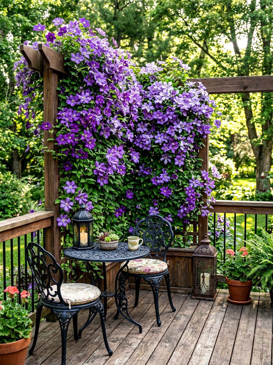 Trellis With Climbing Plants - 30 deck privacy wall ideas