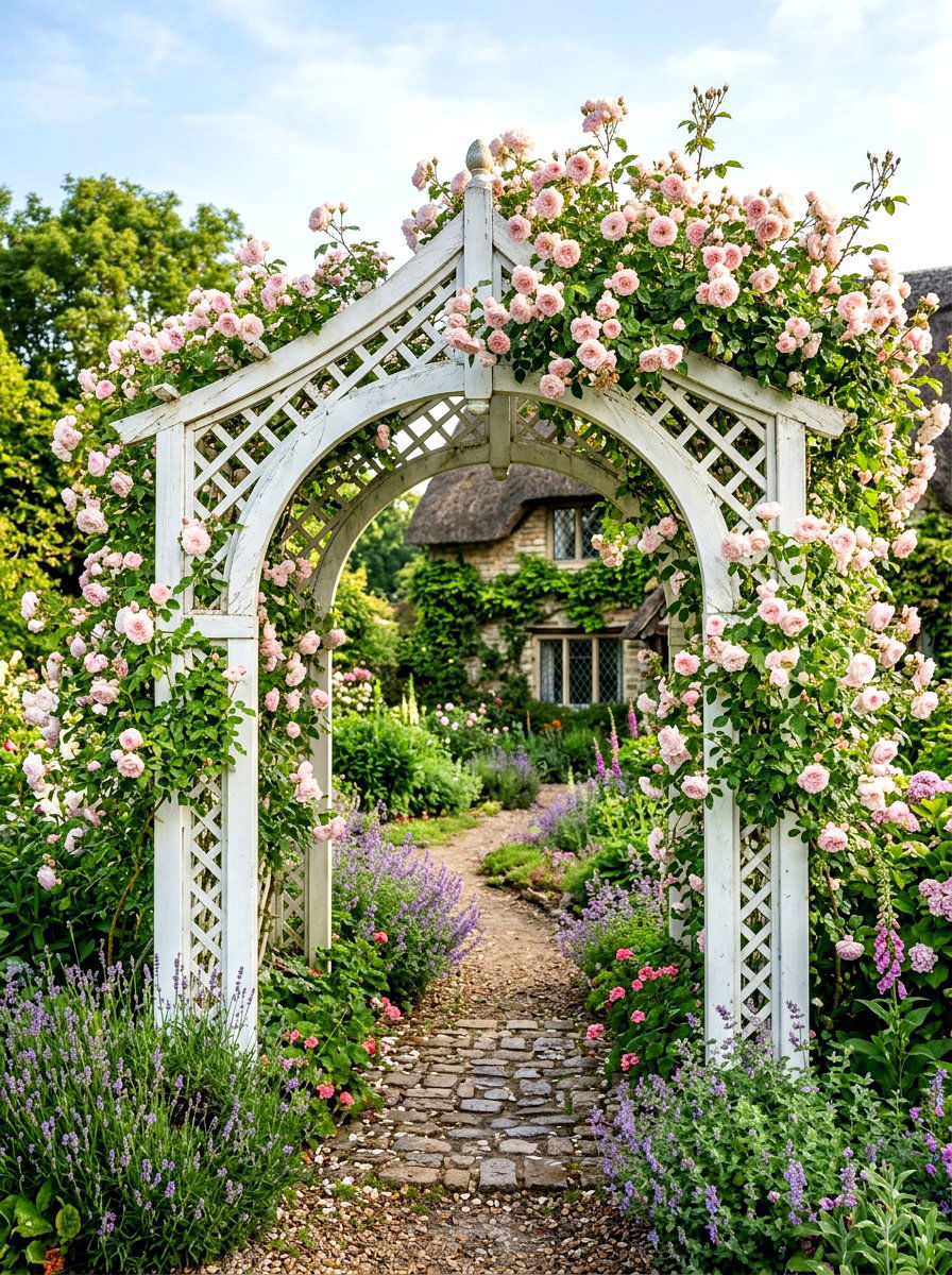 Trellis With Climbing Roses - 30 Nancy Meyers patio ideas