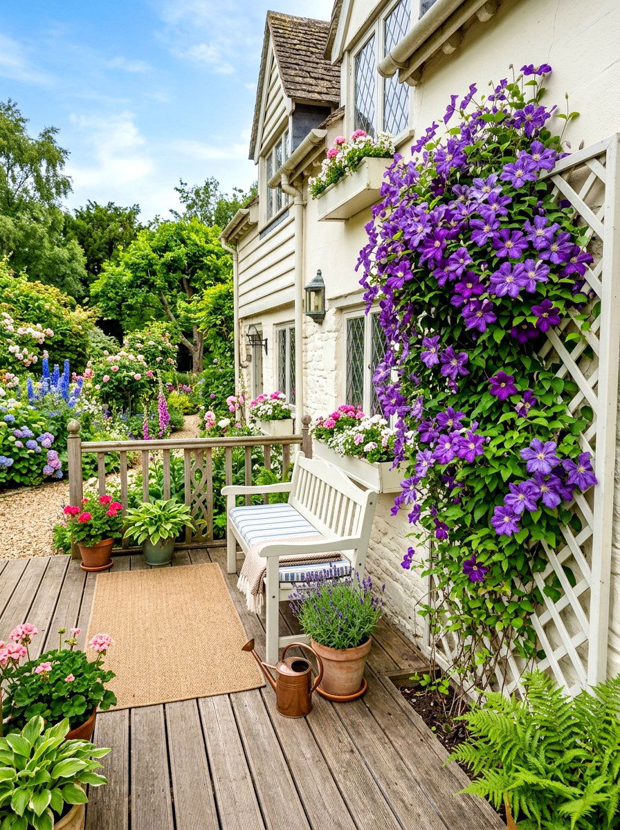 Trellis With Climbing Vines - 30 deck partition ideas