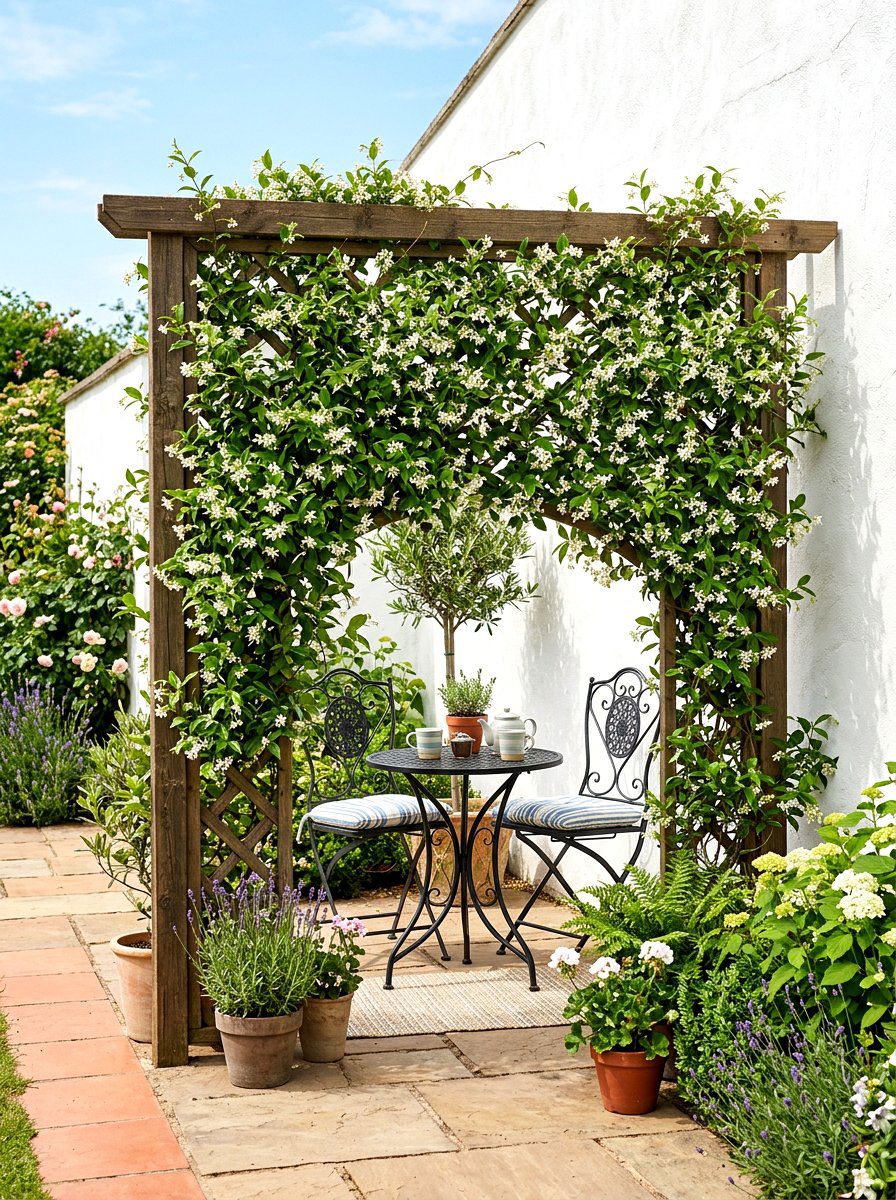 Trellis With Climbing Vines - 30 Mediterranean patio ideas