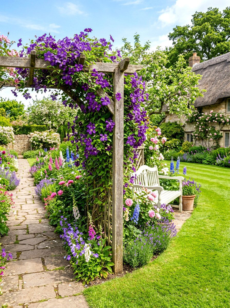 Trellis With Climbing Vines - 30 backyard divider ideas
