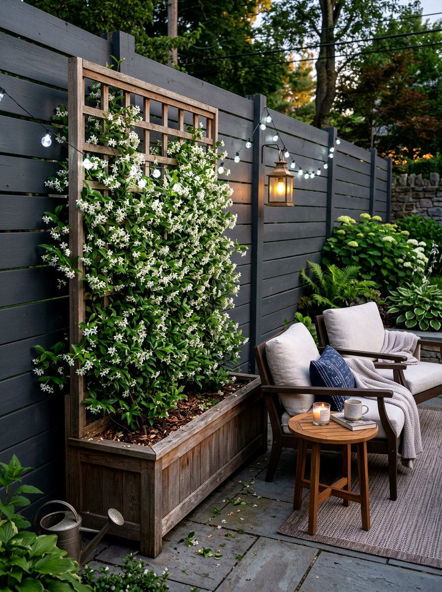 Trellis Wood Planter Box - 30 wooden planter ideas
