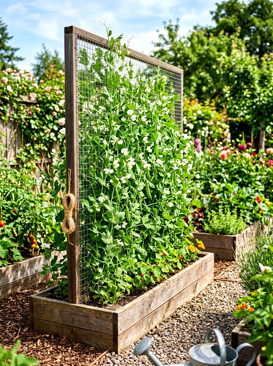 Trellis garden box - 30 narrow raised bed ideas